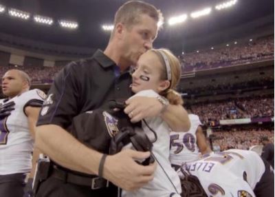 Alison Harbaugh with her father John Harbaugh